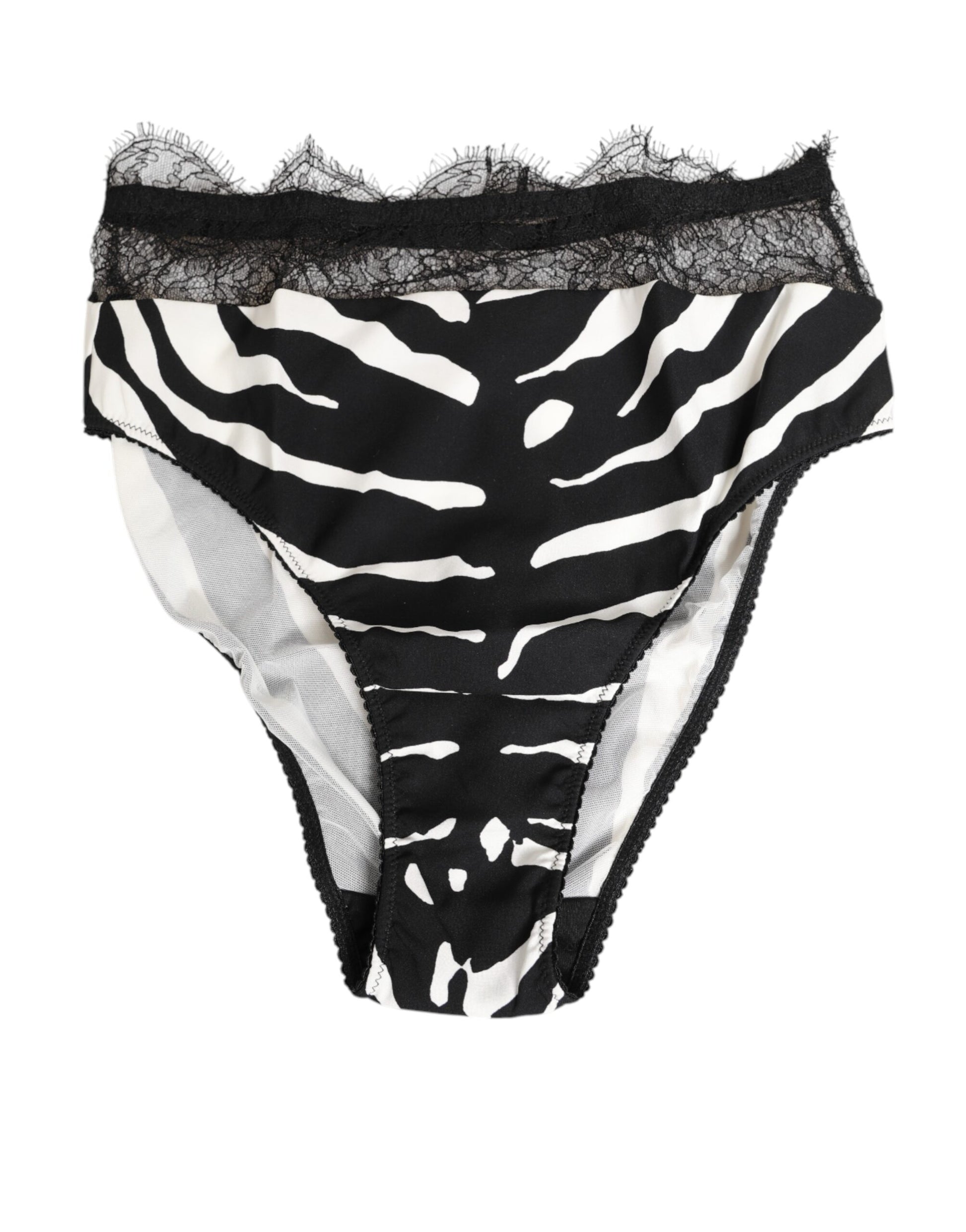 Black White Zebra Print Lace Trim High Underwear