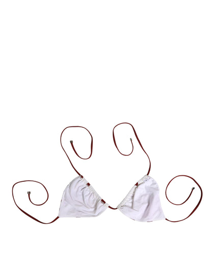 White Red Polka Dot Floral Print Triangle