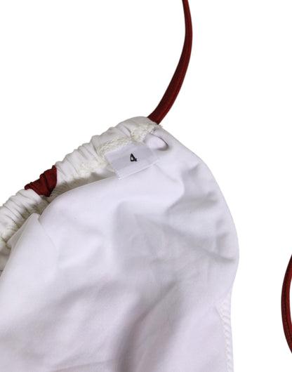 White Red Polka Dot Floral Print Triangle