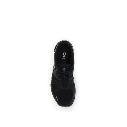 Black Polyurethane Athletic Sneakers