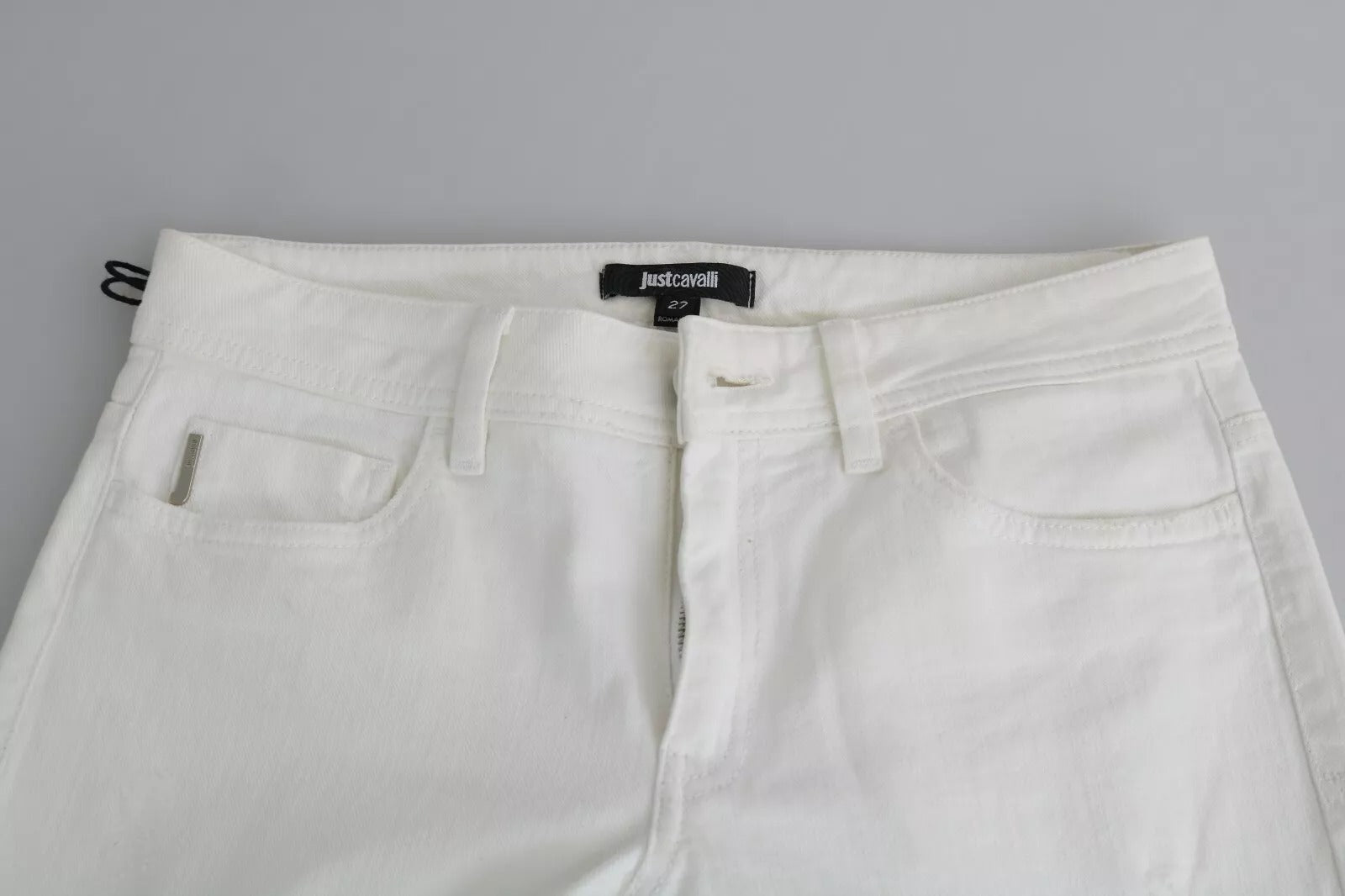 White Cotton Slim Fit Mid Waist Skinny Trouser Jeans