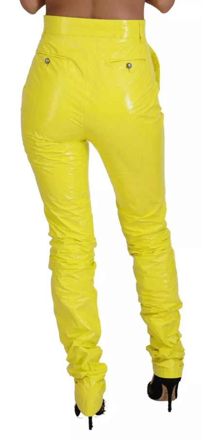 Yellow High Waist Skinny Women Trouser Pants
