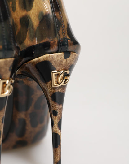 Leopard Print PVC Pointed Toe Boots Shoes