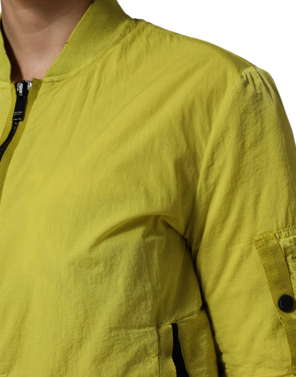 Yellow Polyamide Zipper Bomber Women’s Jacket