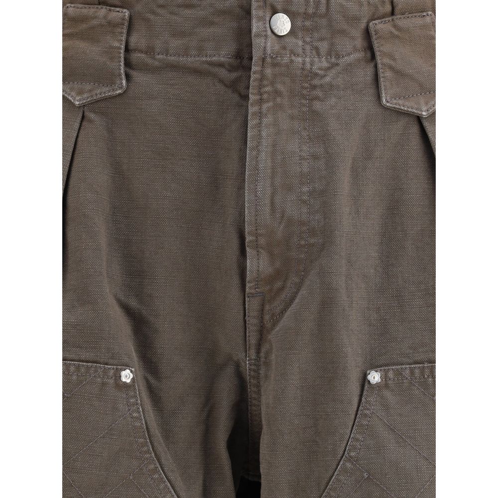 Brown Cotton Casual Pants