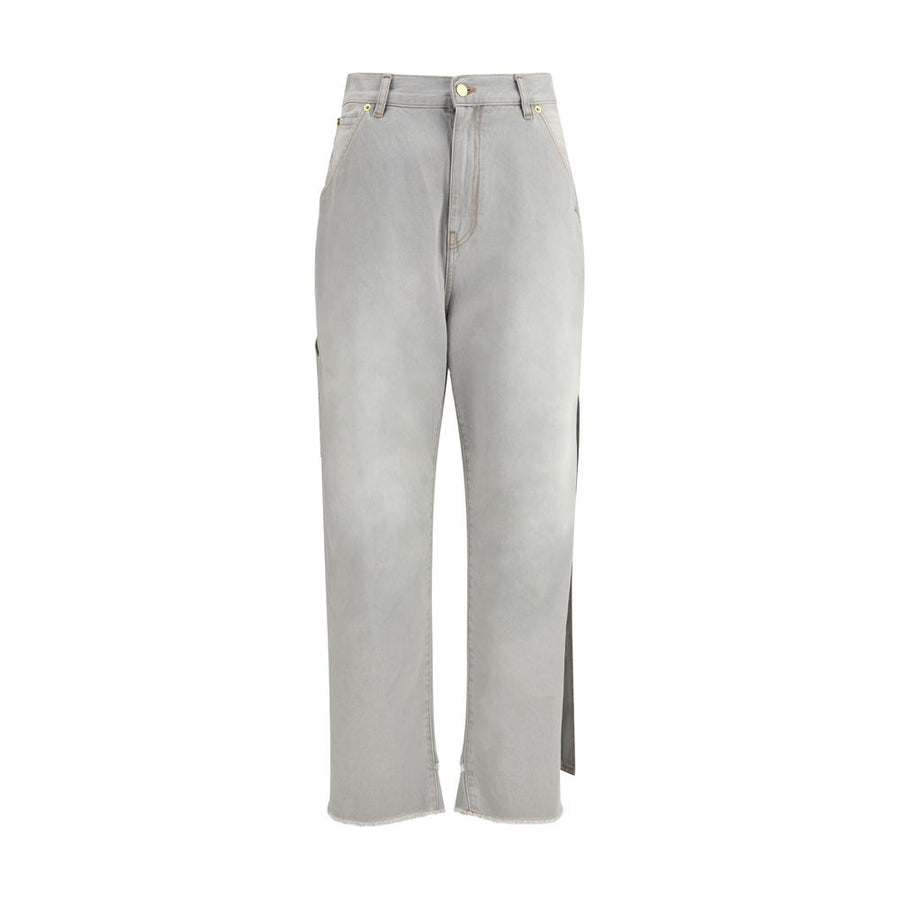 Gray Cotton Relaxed Fit Jeans