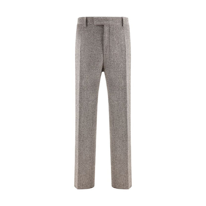 Gray Fleece Wool Casual Pants