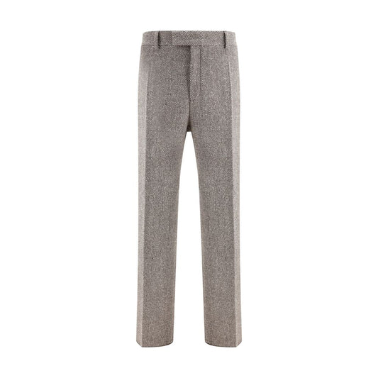 Gray Fleece Wool Casual Pants