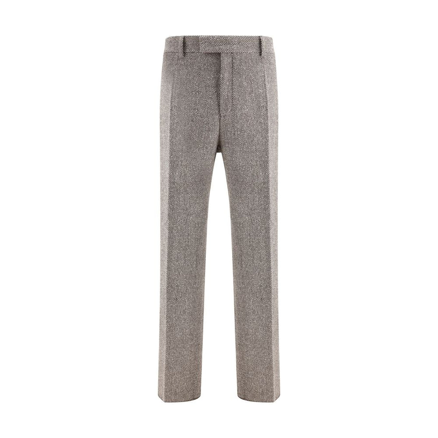 Gray Fleece Wool Casual Pants