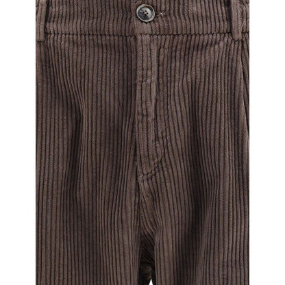 Brown Cotton Casual Pants