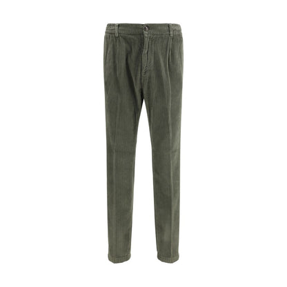 Green Cotton Casual Pants
