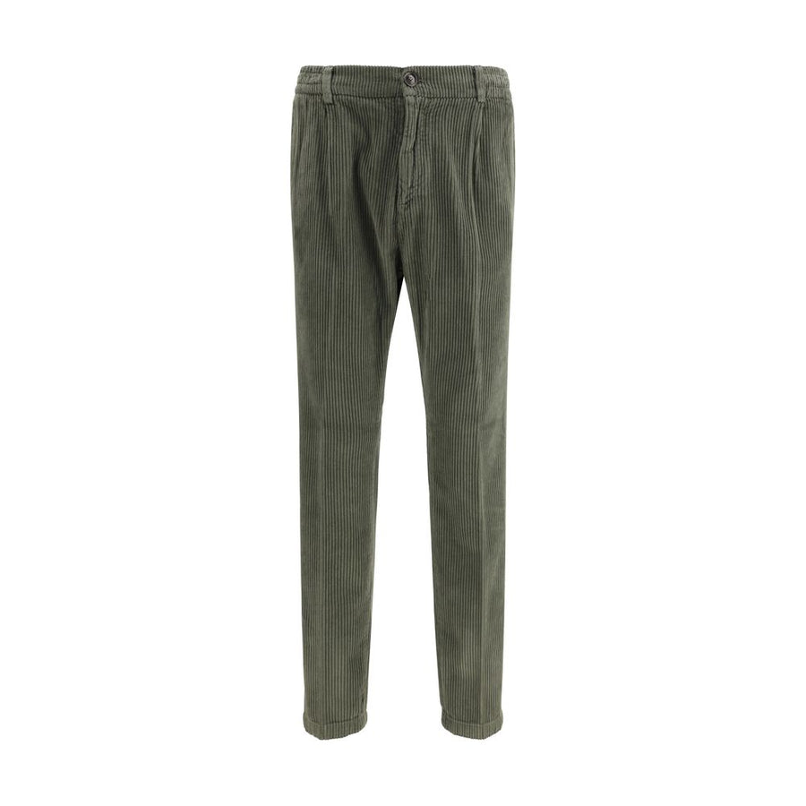 Green Cotton Casual Pants