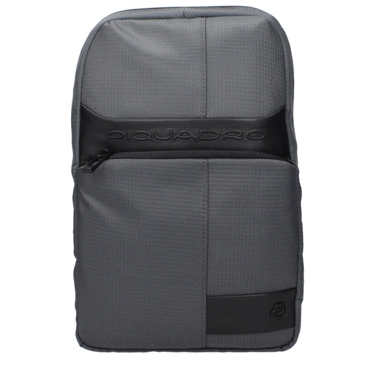 Gray Fabric Crossbody Bag