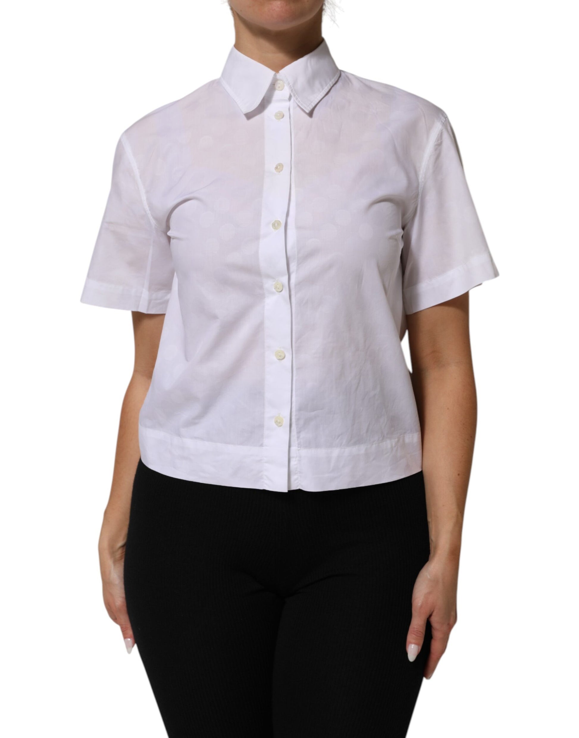 White Collared Short Sleeve Polo Shirt Top