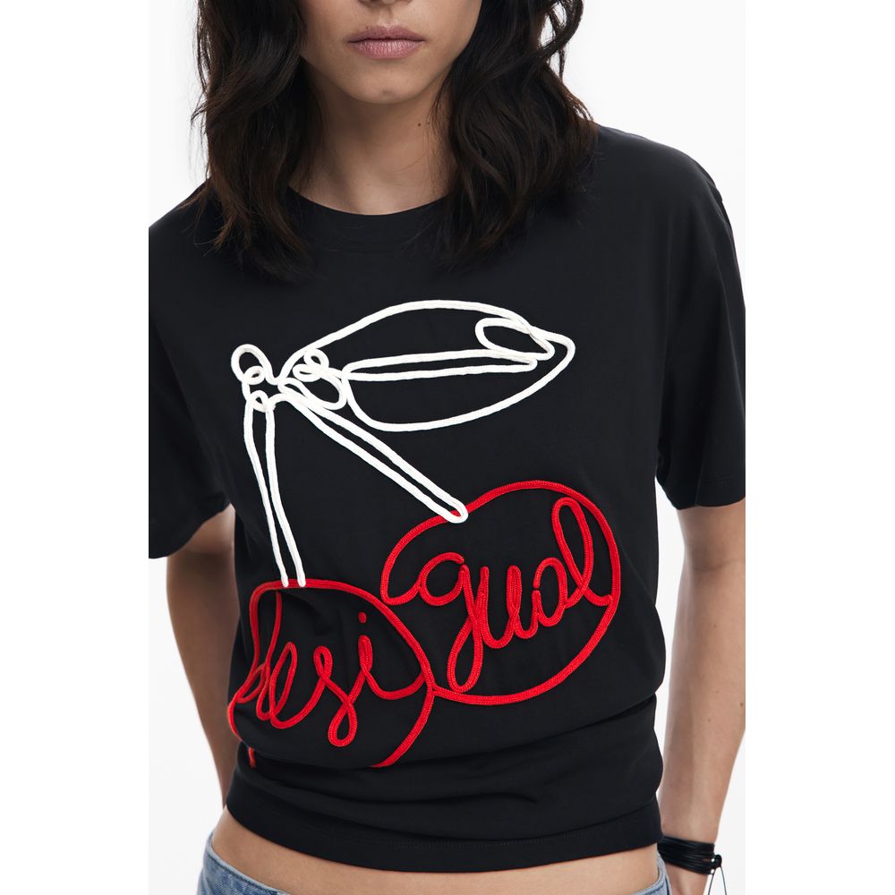 Black Cotton Women T-Shirt
