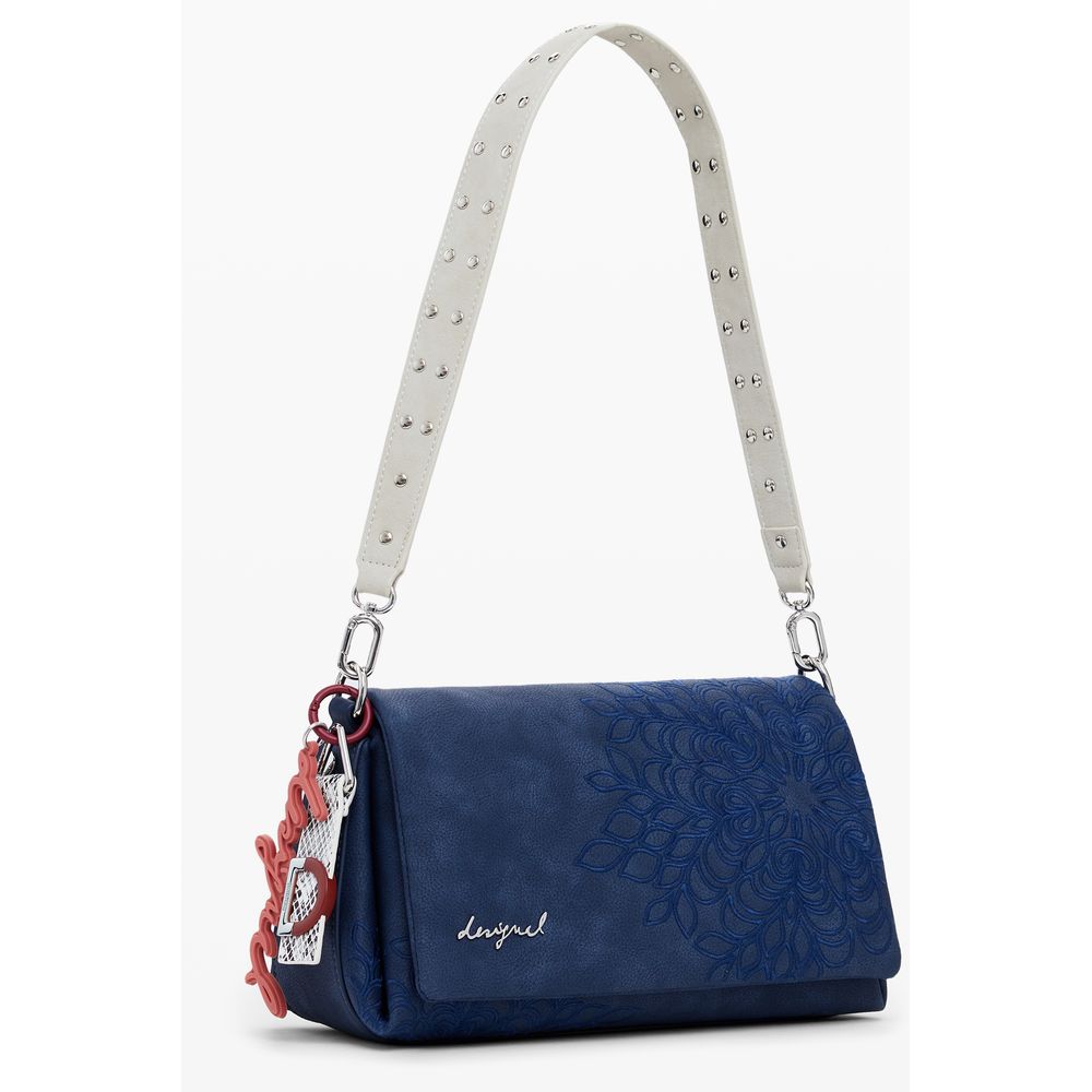 Blue Polyurethane Women's Shoulder Bag