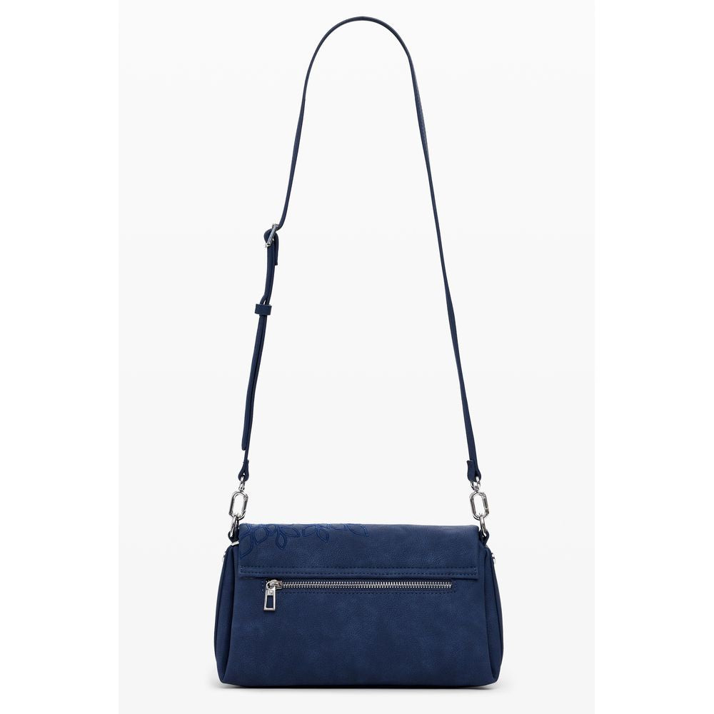 Blue Polyurethane Women's Shoulder Bag
