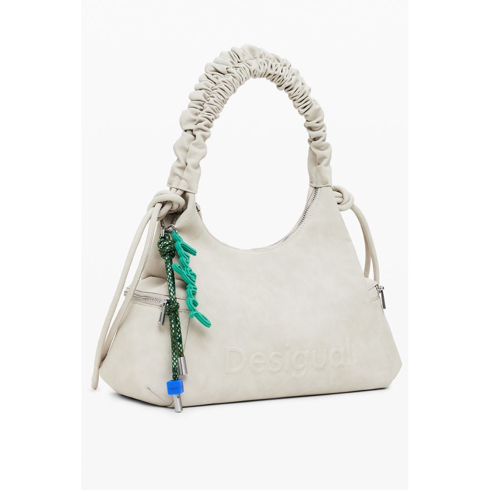 Beige Polyethylene Women Handbag