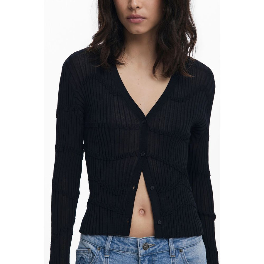 Black Viscose Women Cardigan