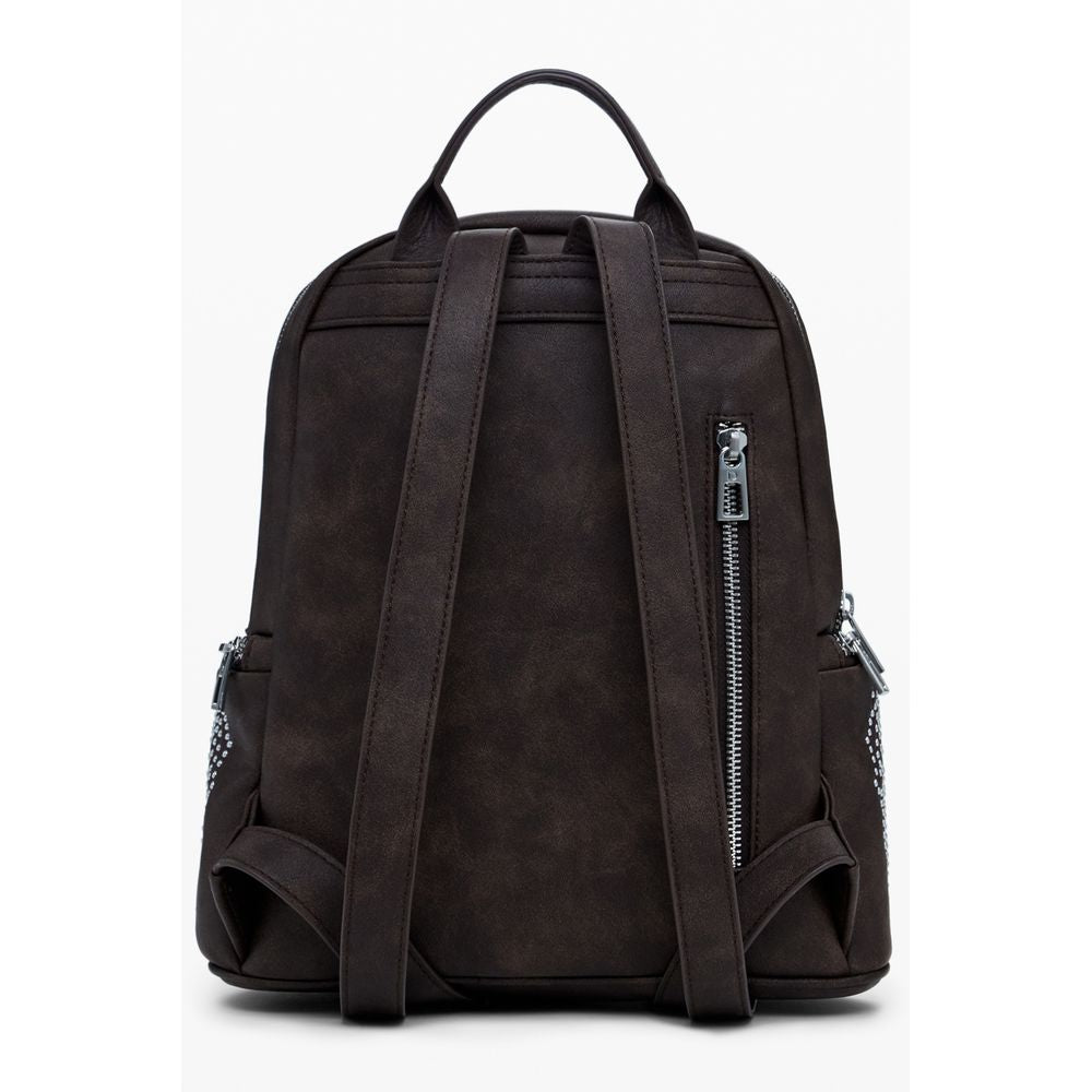 Brown Polyethylene Women Backpack