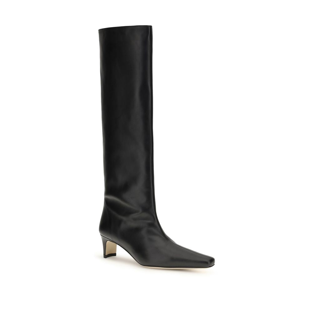 Black Calf Leather Bos Taurus High Heel Boots