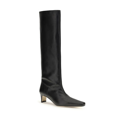 Black Calf Leather Bos Taurus High Heel Boots
