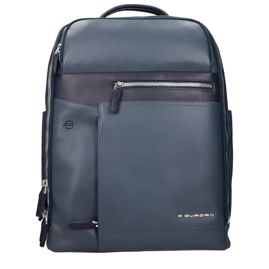 Blue Leather Backpack
