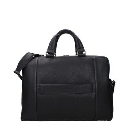 Black Leather Business And Laptop Bag