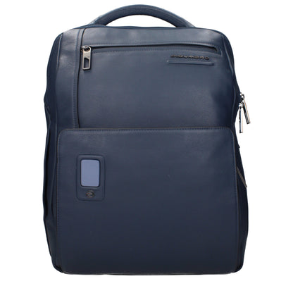 Blue Leather Backpack