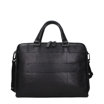 Black Leather Business And Laptop Bag