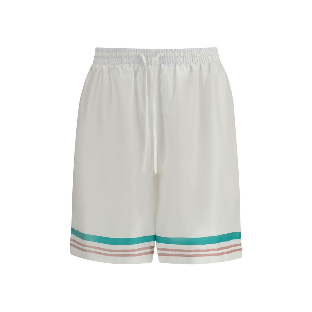 White Silk Bermuda Shorts
