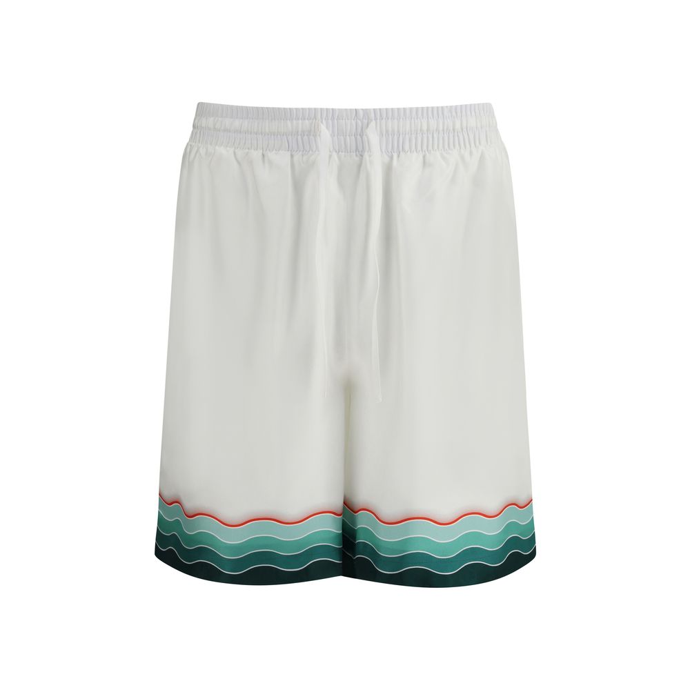 White Silk Bermuda Shorts