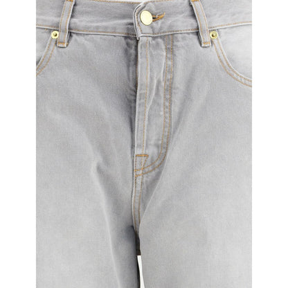 Gray Cotton Relaxed Fit Jeans
