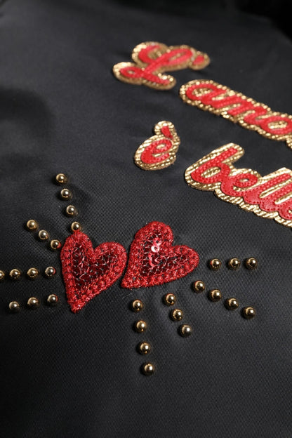 Black Heart L'Amore Patch Embellished Kids Backpack