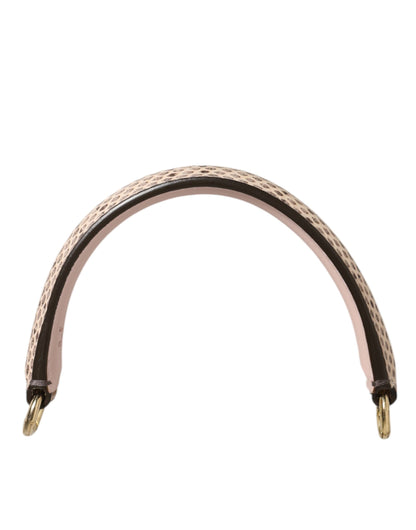 Beige Brown Snakeskin Leather Gold Ring Shoulder Strap