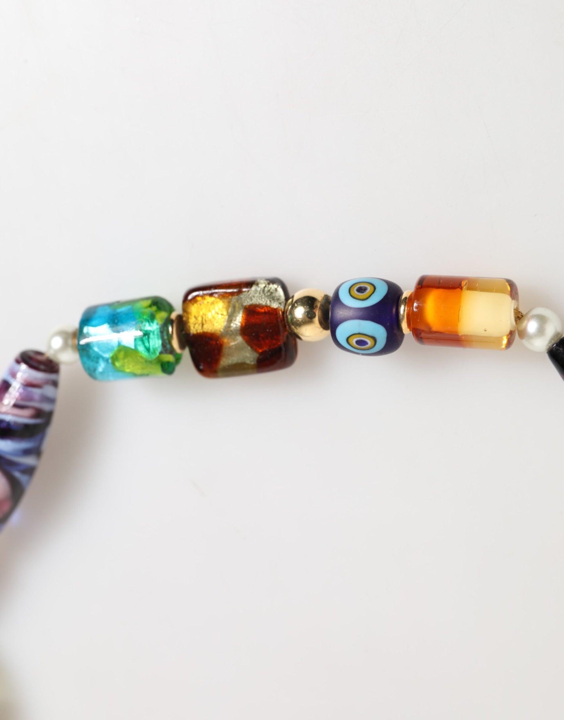 Multicolor Murano Glass Beads Gold Chain Jewelry Necklace