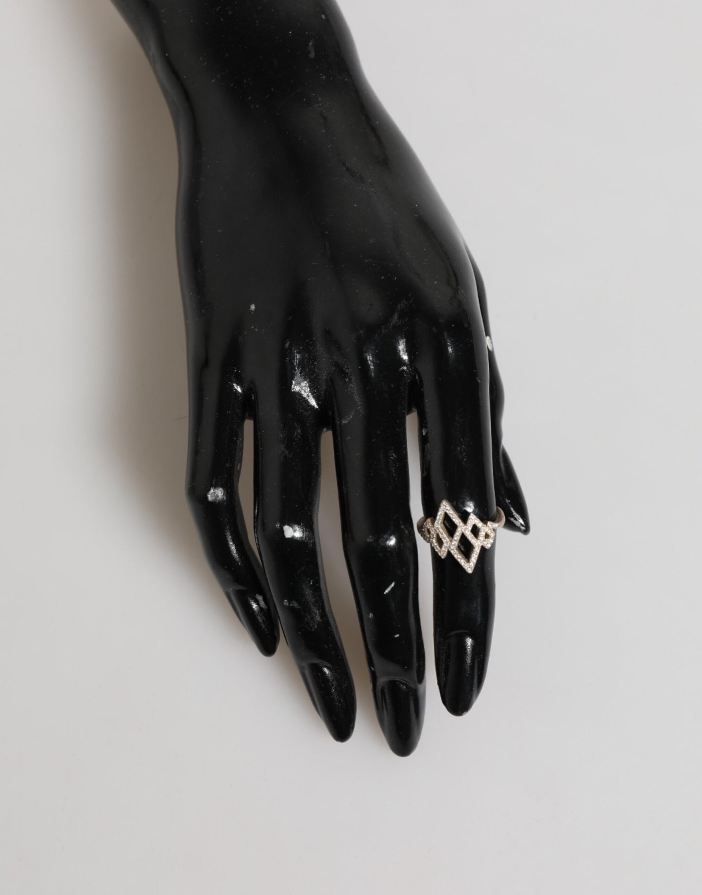 Geometric Diamond Shape Pave CZ Crystal Jewelry Ring