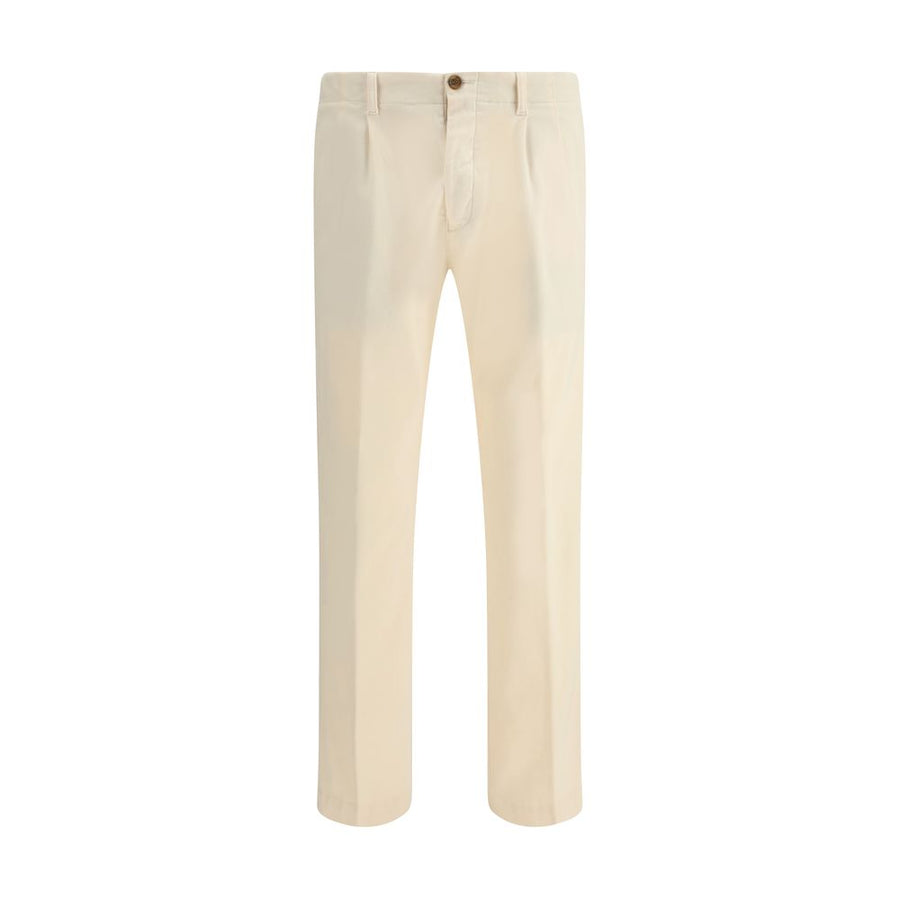 Cream Cotton Casual Pants