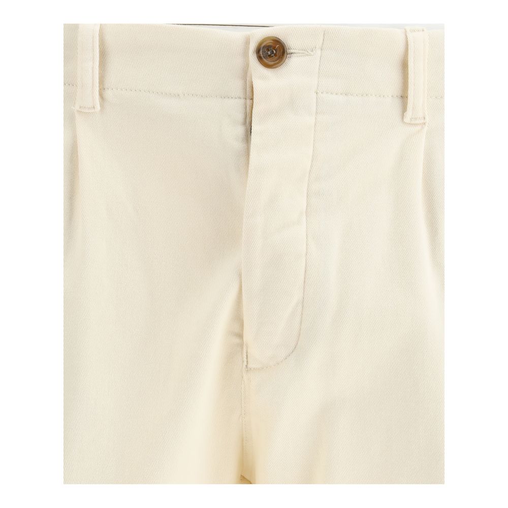 Cream Cotton Casual Pants