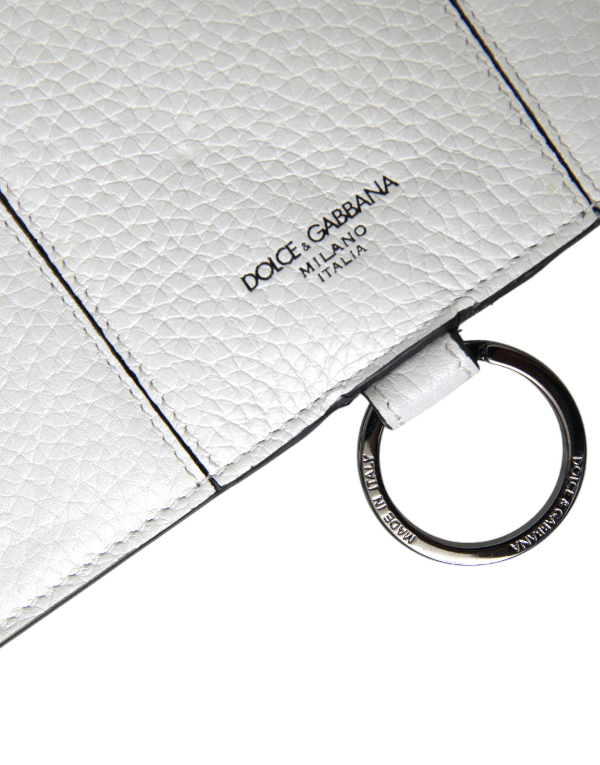 White Calfskin Leather Large Crossbody Card Holder Wallet