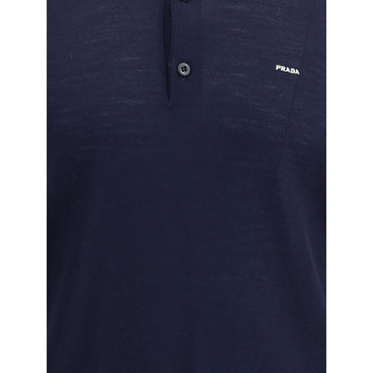Blue Fleece Wool Polo Shirt