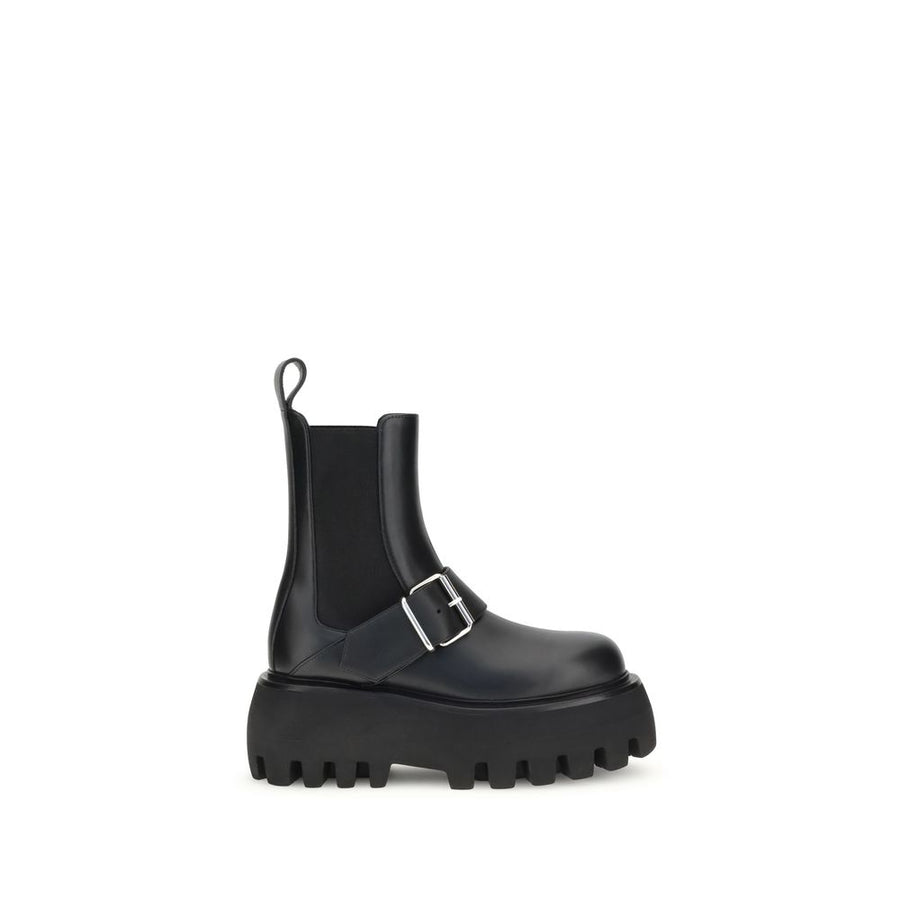 Black Calf Leather Bos Taurus Ankle Boots