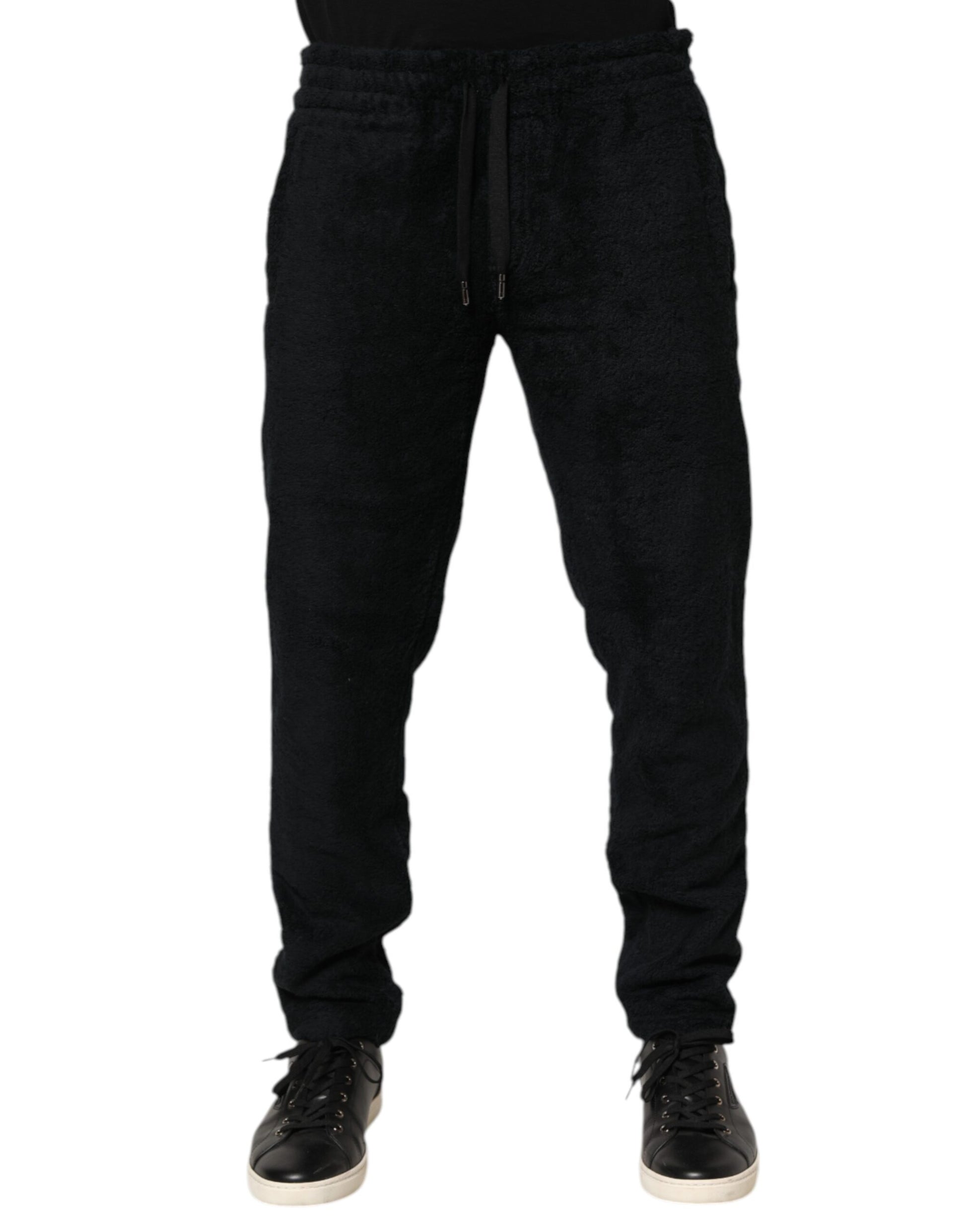 Black Cotton Logo Men Jogger Sweatpants Pants