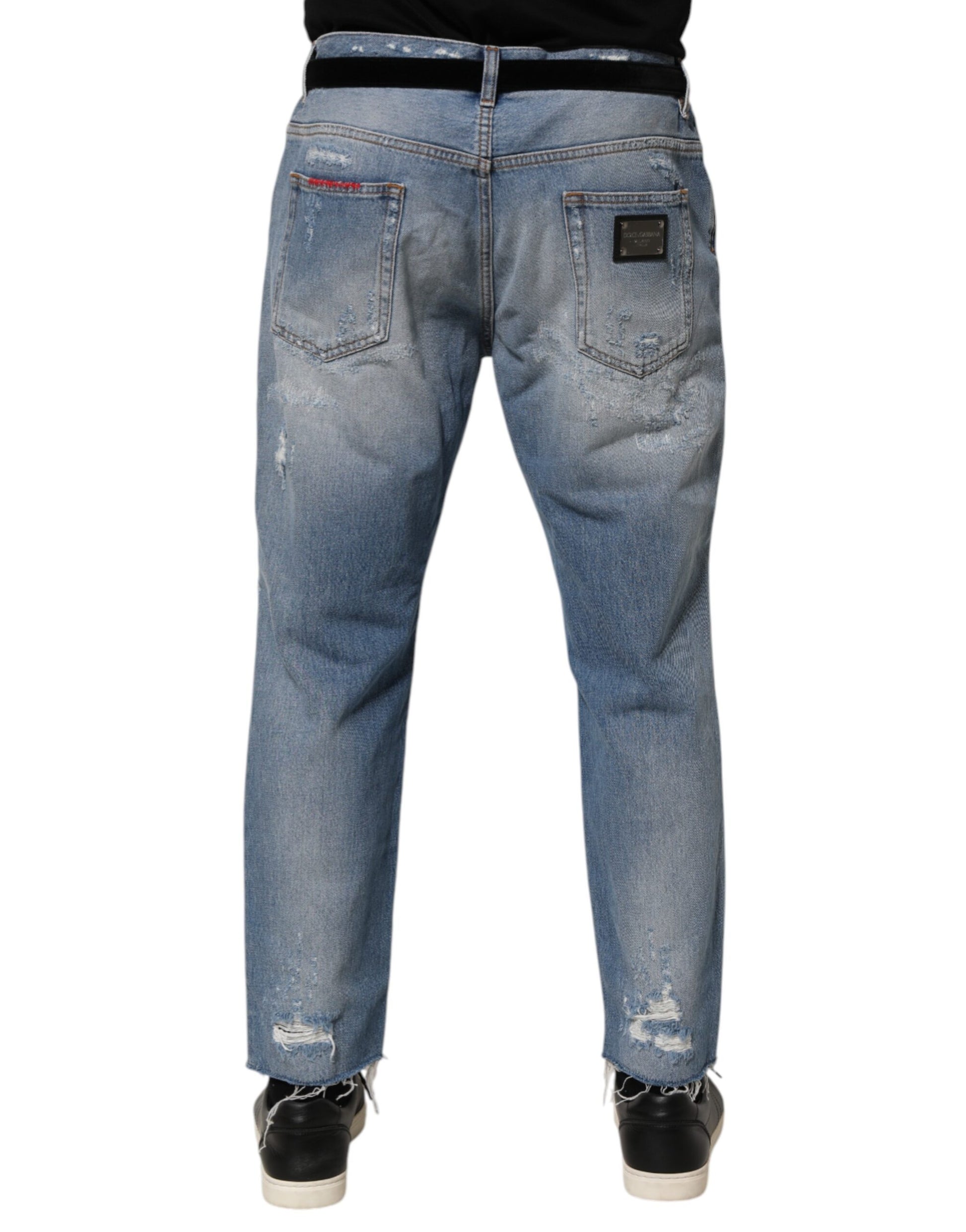 Blue Distressed Ripped Denim Trouser Jeans