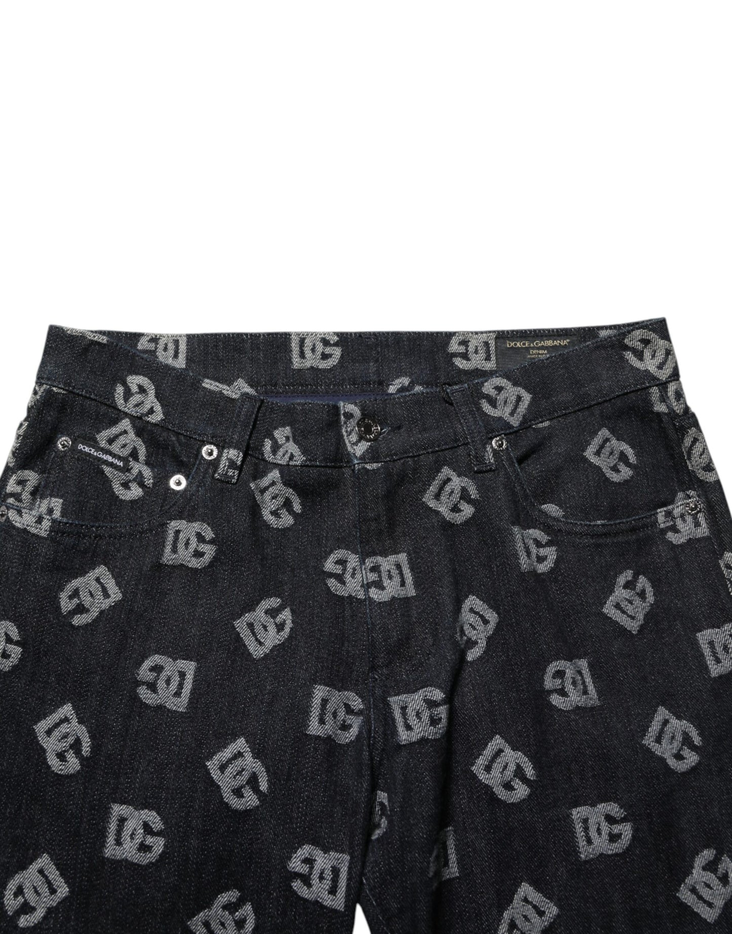 Black DG Monogram Cotton Skinny Denim Jeans