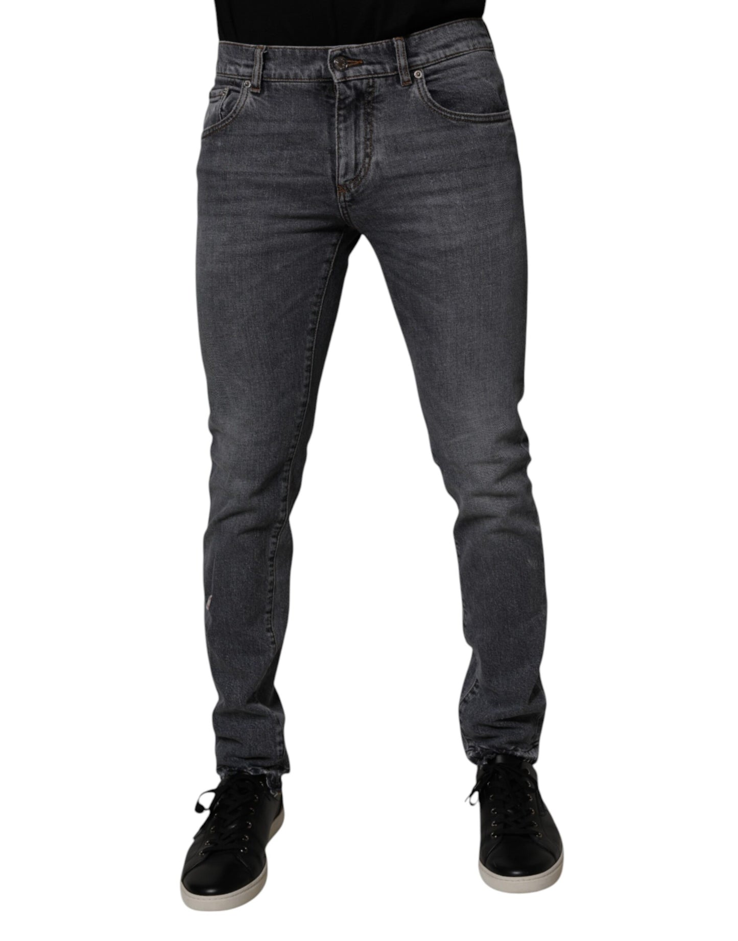 Dark Gray Cotton Stretch Skinny Denim Jeans