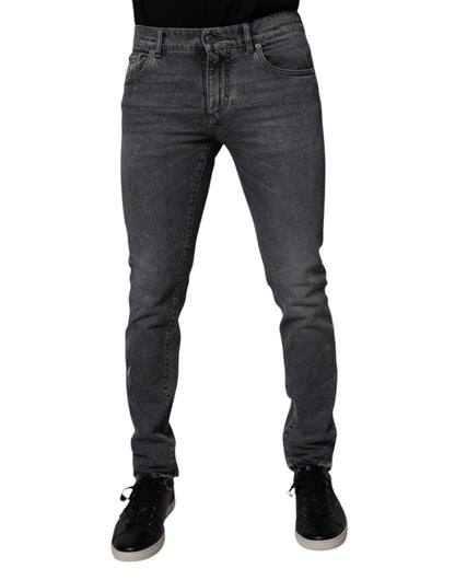 Dark Gray Cotton Stretch Skinny Denim Jeans