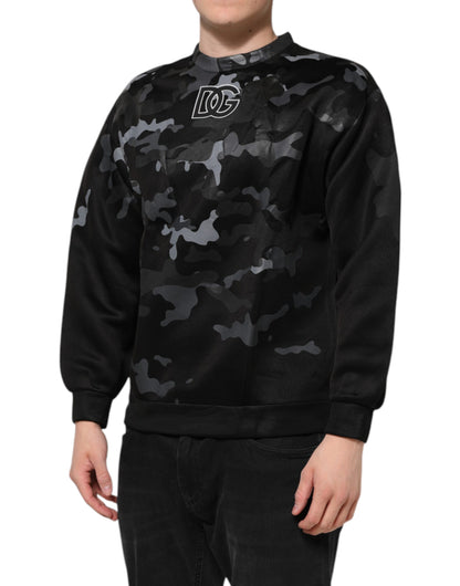 Black Camouflage Round Neck Sweatshirt Sweater