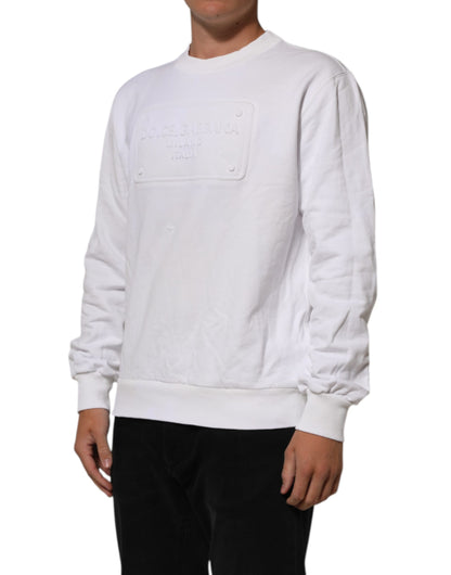 White Embossed Logo Men Sweatshirt Sweater