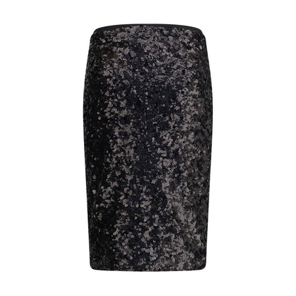 Black Polyester Midi Skirt